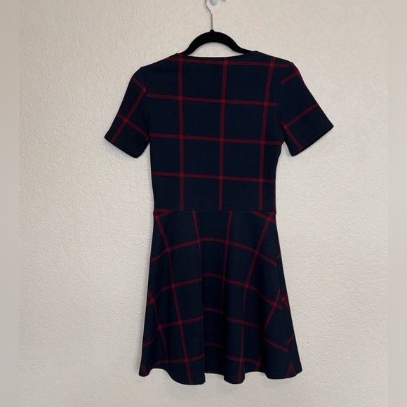 H&M navy blue and red checker mini skater dress - Picture 2 of 3